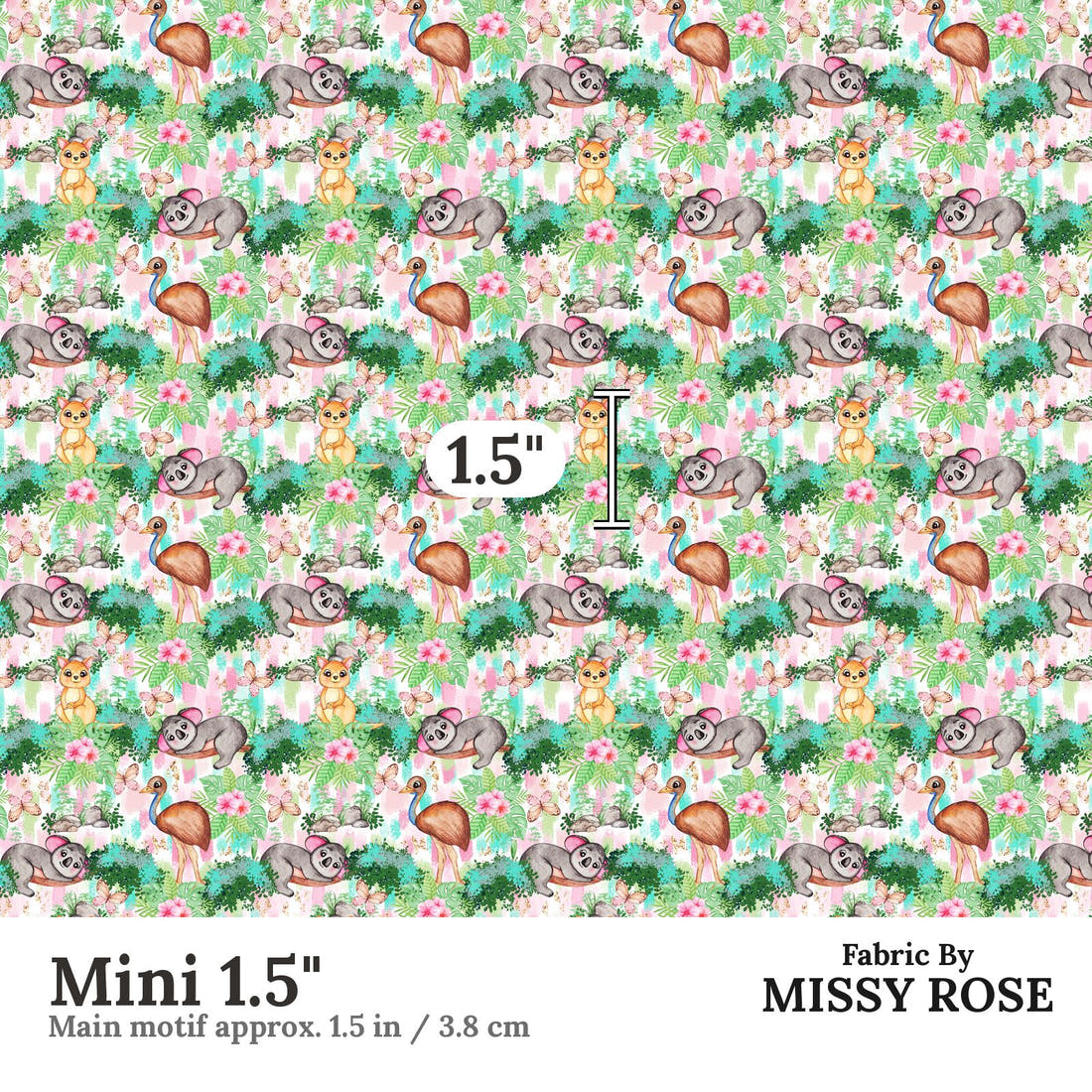 Design 205 Australian Animals Fabric Mini 1.5" - print scale | Fabric by Missy Rose