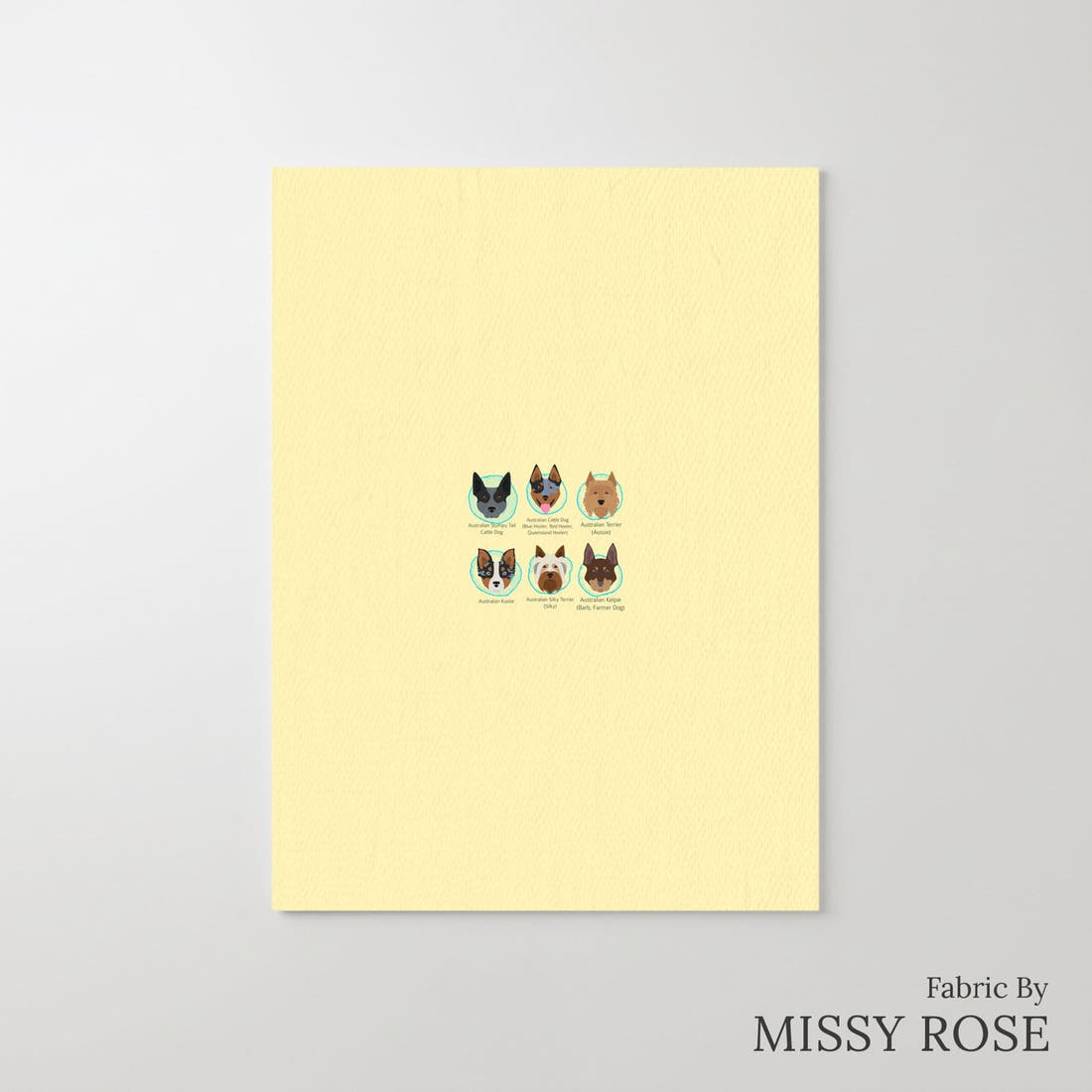 Design 206 Yellow Dogs Panel – printed fabric panel with centred picture, custom printed to order | Fabric by Missy Rose