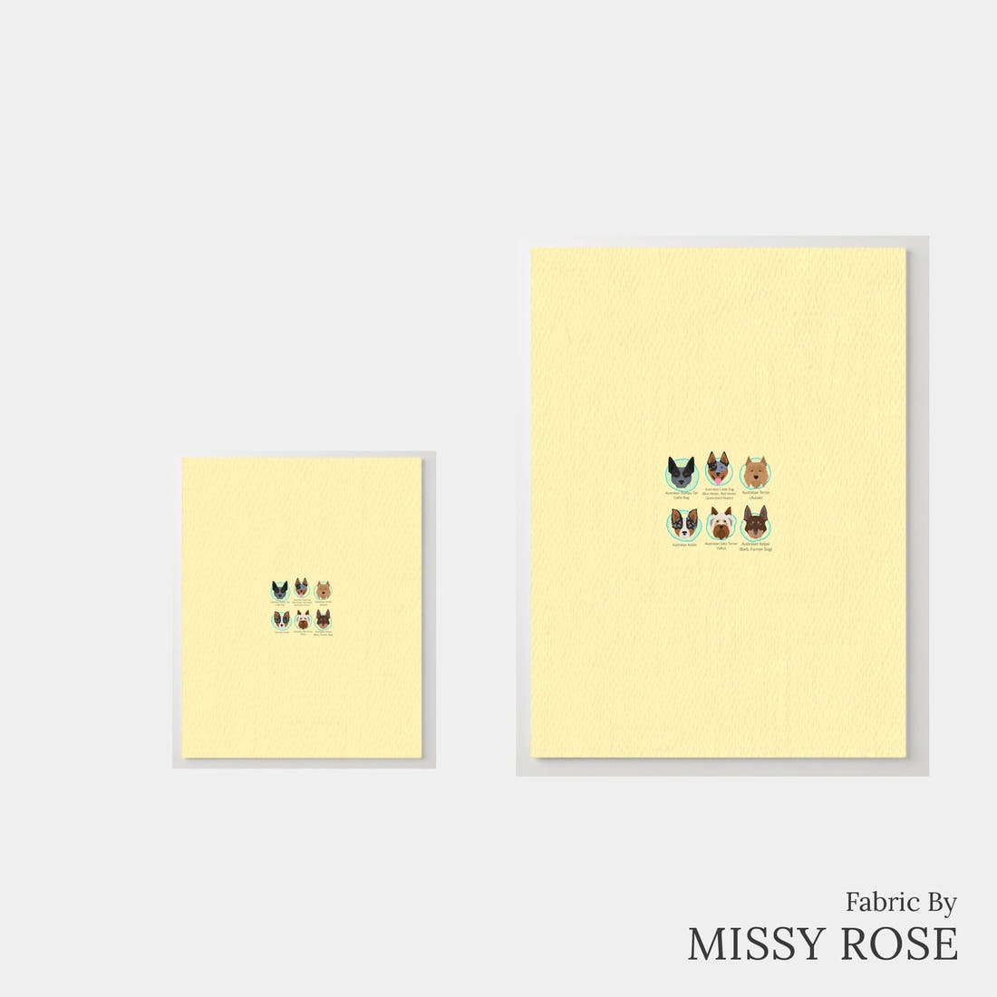 Design 206 Yellow Dogs Panel – universal and adult panel sizes side by side | Fabric by Missy Rose