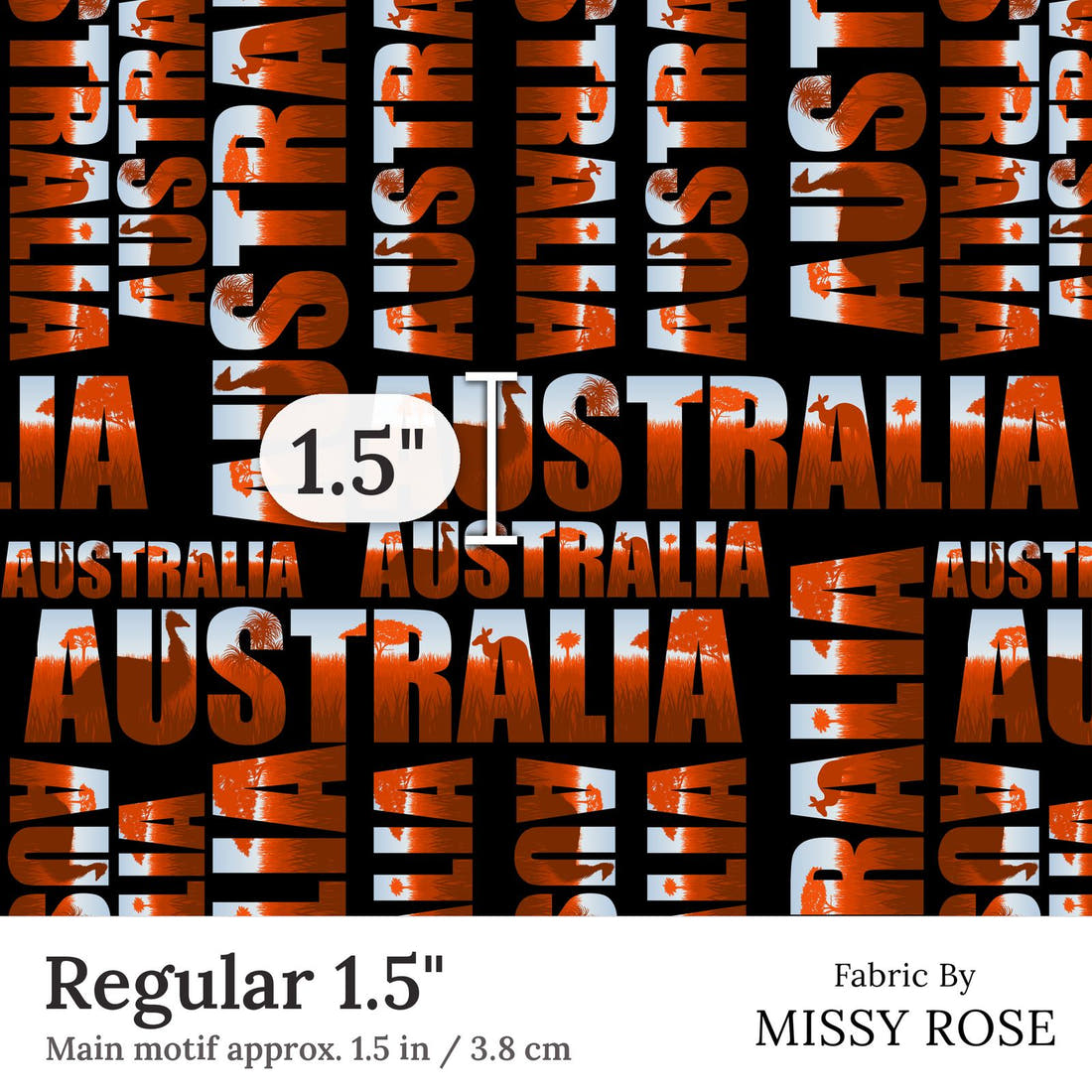 Design 207 Australia Fabric Regular 1.5 inch print scale guide | Fabric by Missy Rose