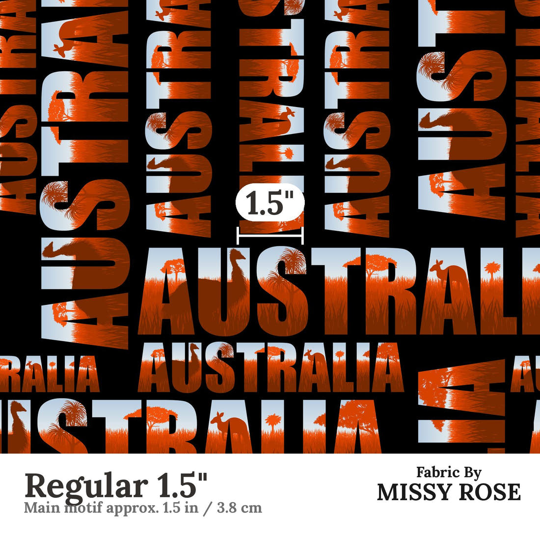 Design 207 Australia Fabric Regular 1.5" - print scale | Fabric by Missy Rose