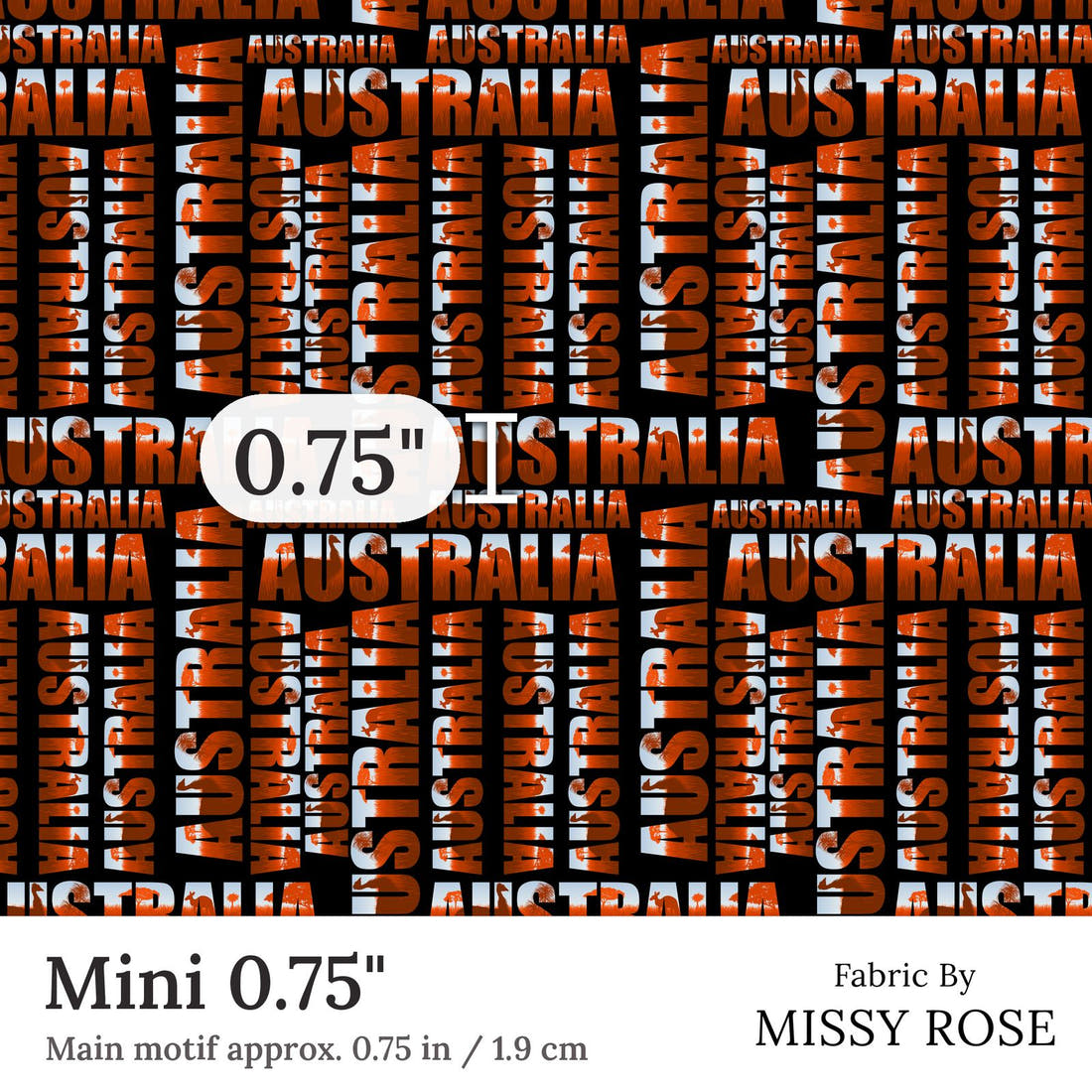 Design 207 Australia Fabric Mini 0.75 inch print scale guide | Fabric by Missy Rose