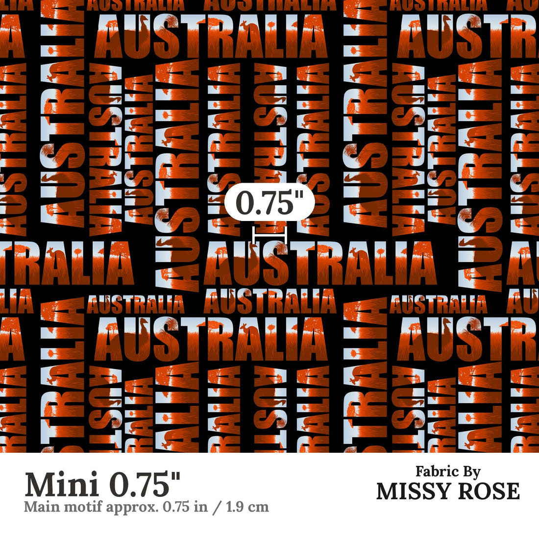 Design 207 Australia Fabric Mini 0.75" - print scale | Fabric by Missy Rose