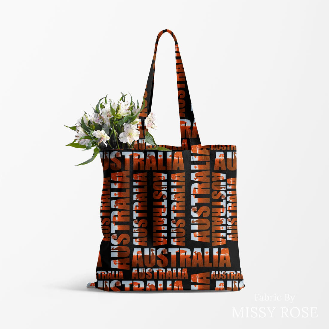 Design 207 Australia Fabric made up as a tote bag – see how the print looks made up | Fabric by Missy Rose