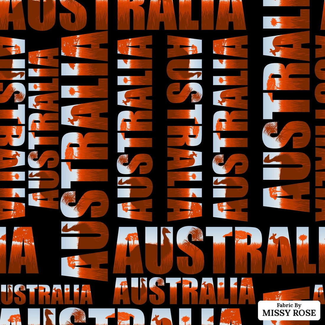 Design 207 Australia Fabric - flat view of the print, zoom in for detail | Fabric by Missy Rose