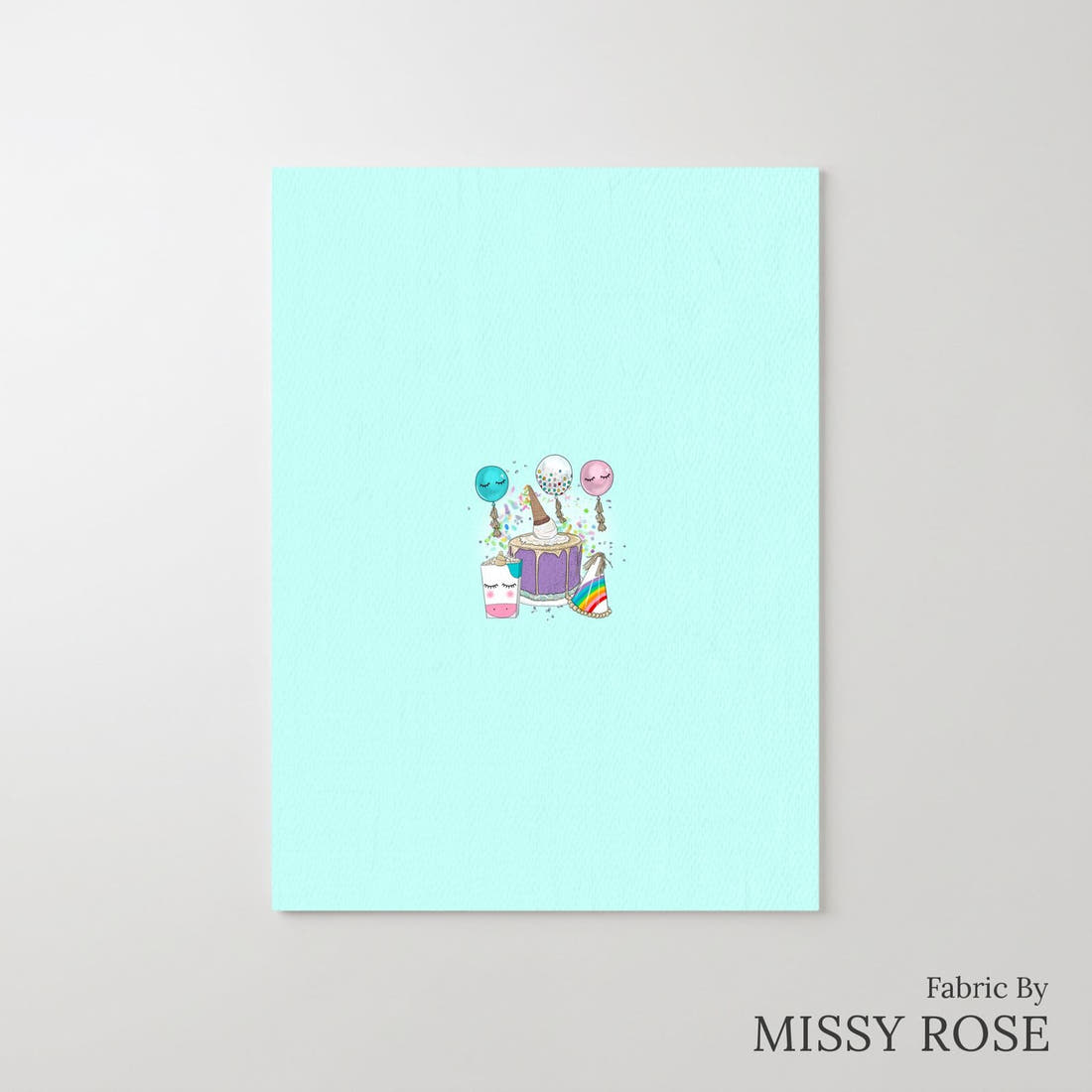 Design 208 Rainbow Party Panel – printed fabric panel with centred picture, custom printed to order | Fabric by Missy Rose
