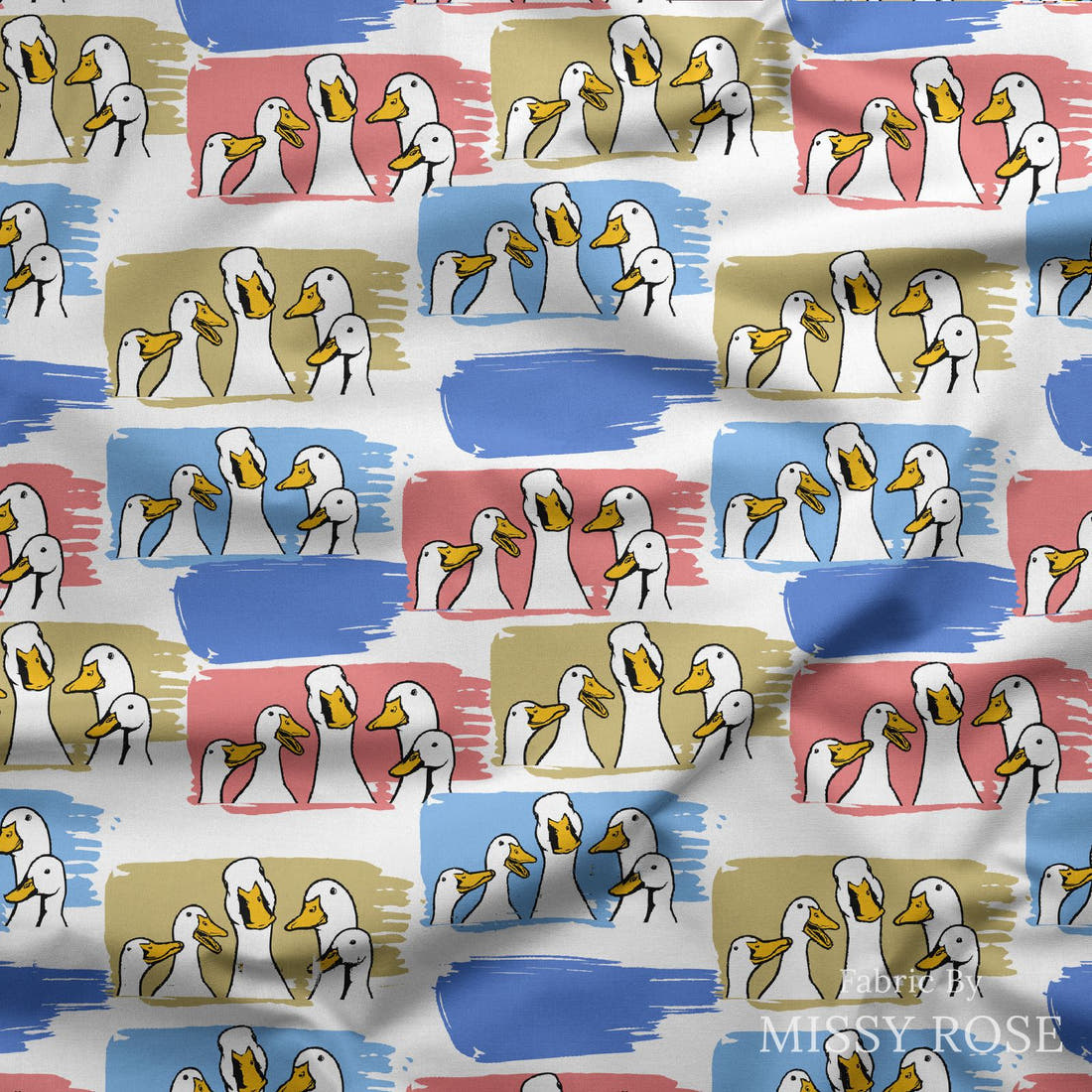 Design 209 Ducks Fabric draped fabric mockup – custom printed fabric by the metre | Fabric by Missy Rose