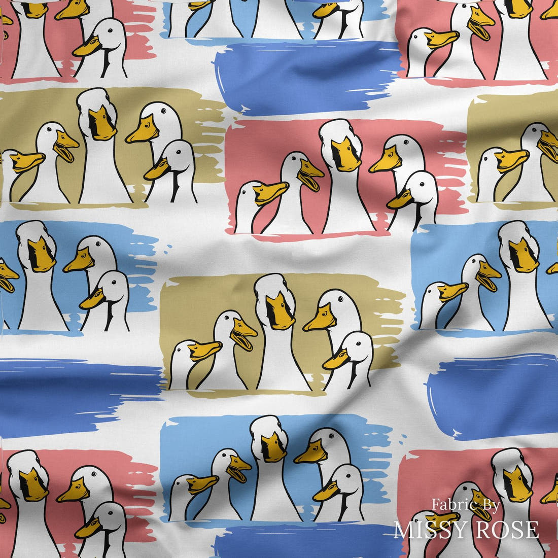Design 209 Ducks Fabric draped fabric mockup – custom printed fabric by the metre | Fabric by Missy Rose