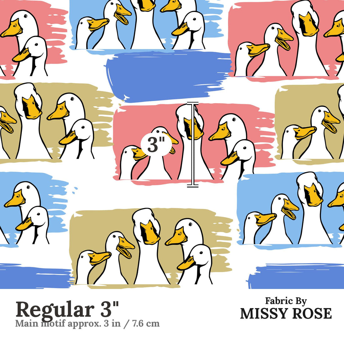 Design 209 Ducks Fabric Regular 3" - print scale | Fabric by Missy Rose