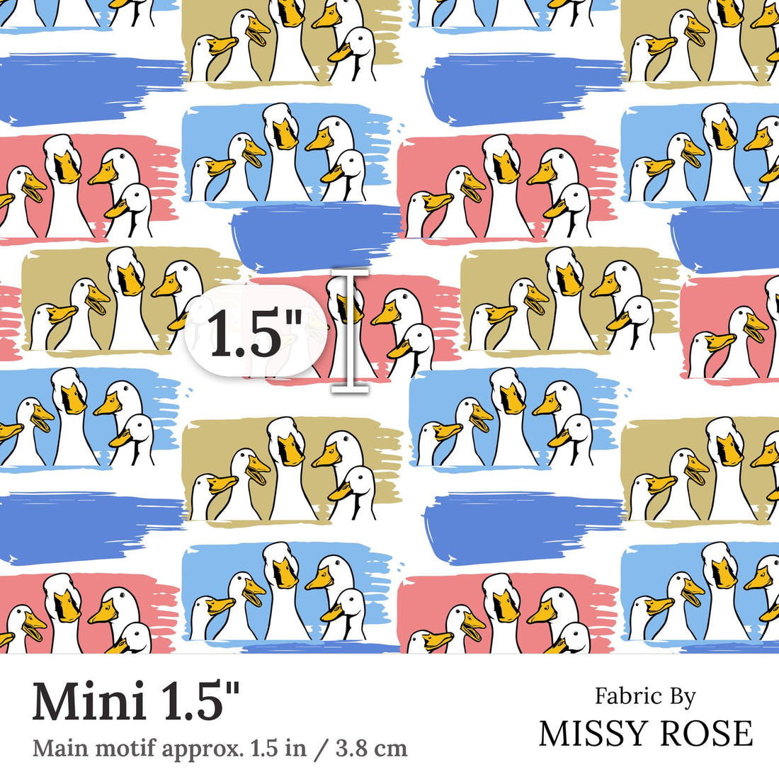 Design 209 Ducks Fabric Mini 1.5 inch print scale guide | Fabric by Missy Rose