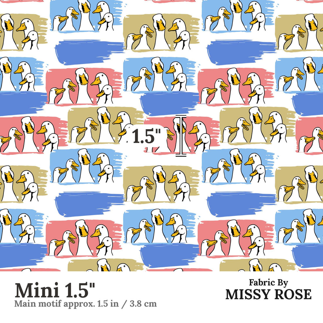Design 209 Ducks Fabric Mini 1.5" - print scale | Fabric by Missy Rose