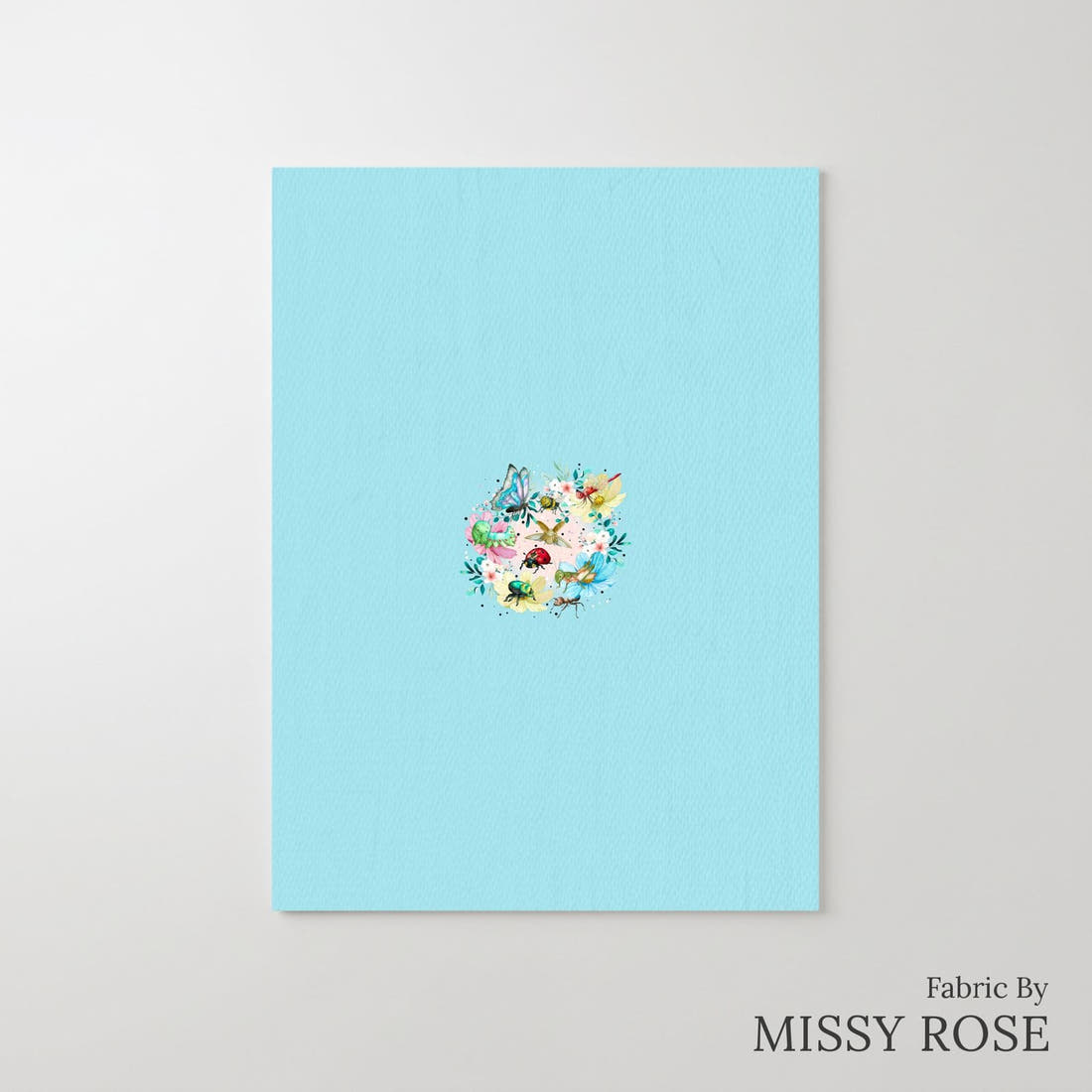 Design 21 Blue Insects Panel – printed fabric panel with centred picture, custom printed to order | Fabric by Missy Rose
