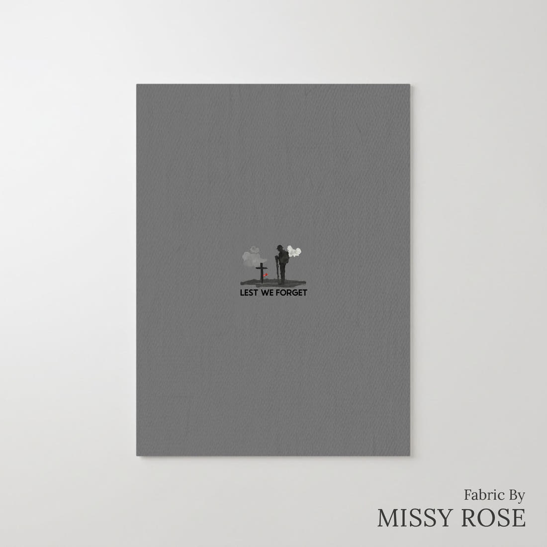 Design 211 Lest We Forget Panel – printed fabric panel with centred picture, custom printed to order | Fabric by Missy Rose
