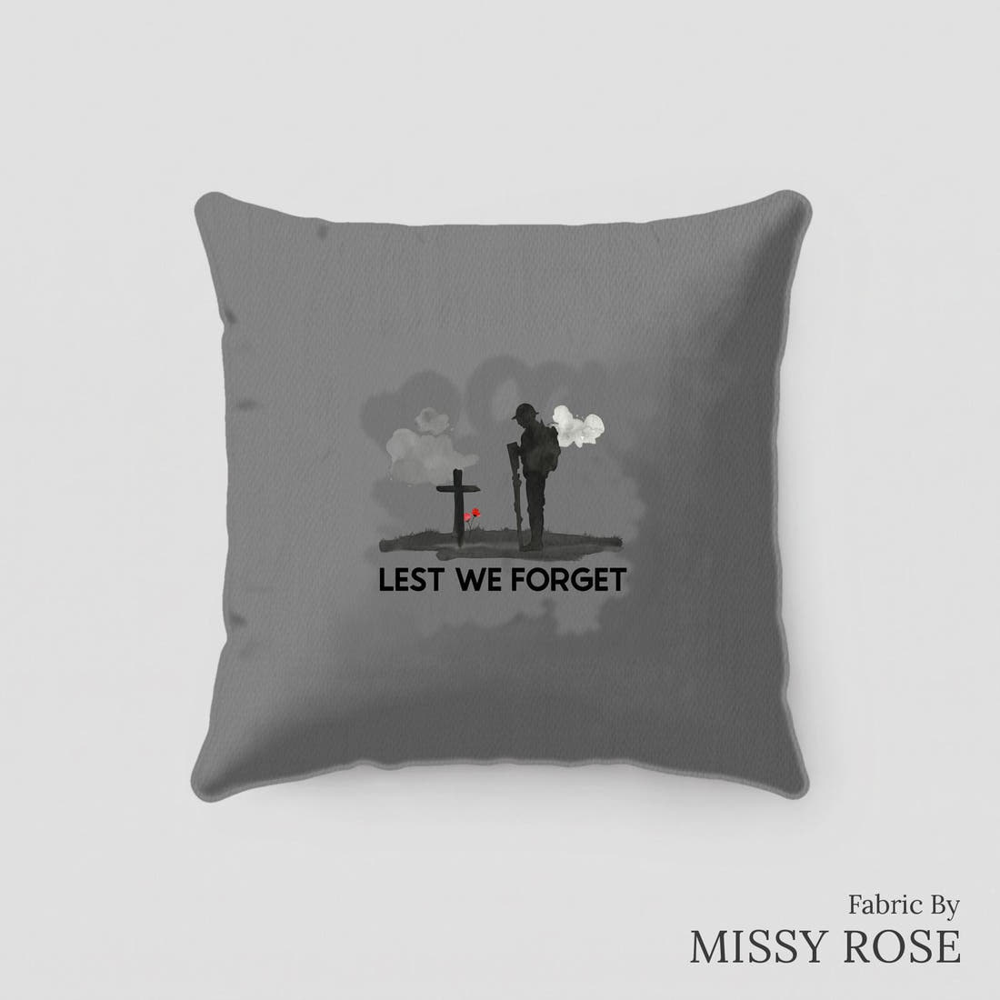Design 211 Lest We Forget Panel sewn into a cushion – see how the panel looks made up | Fabric by Missy Rose