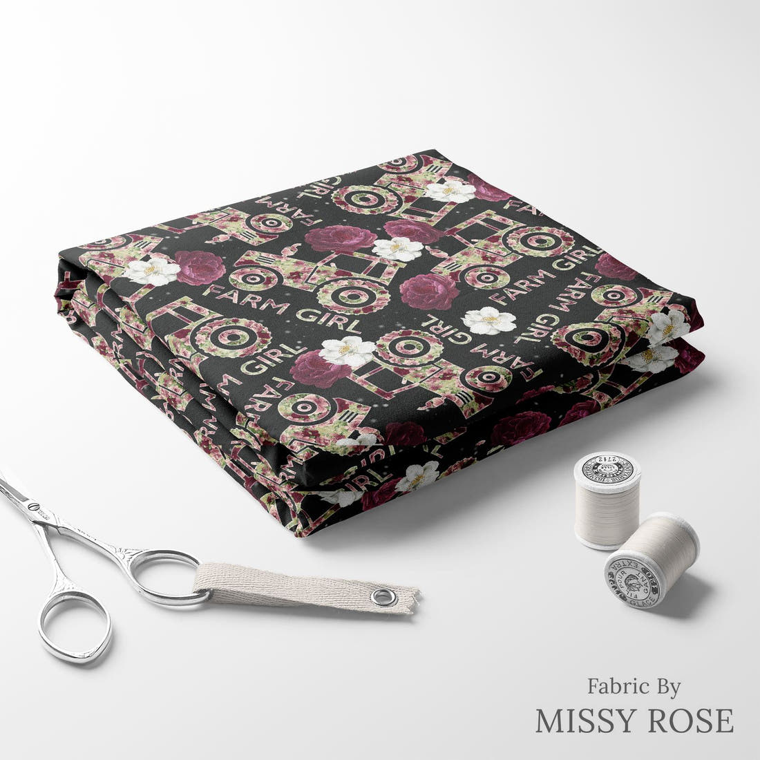 Design 212 Farm Girl Fabric folded fabric stack with matching thread – pre-order fabric Australia | Fabric by Missy Rose