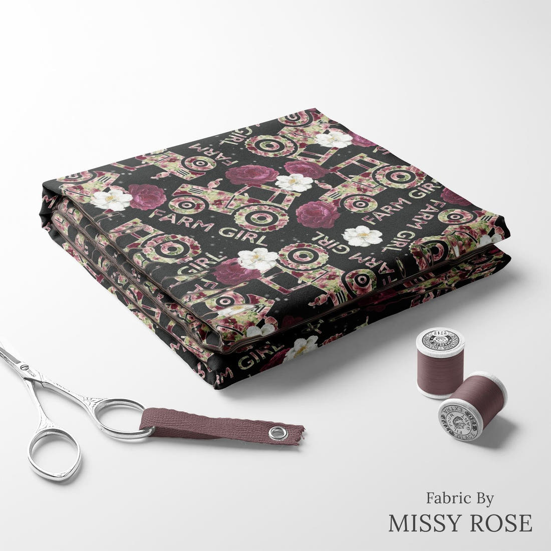 Design 212 Farm Girl Fabric folded fabric stack with matching thread – pre-order fabric Australia | Fabric by Missy Rose