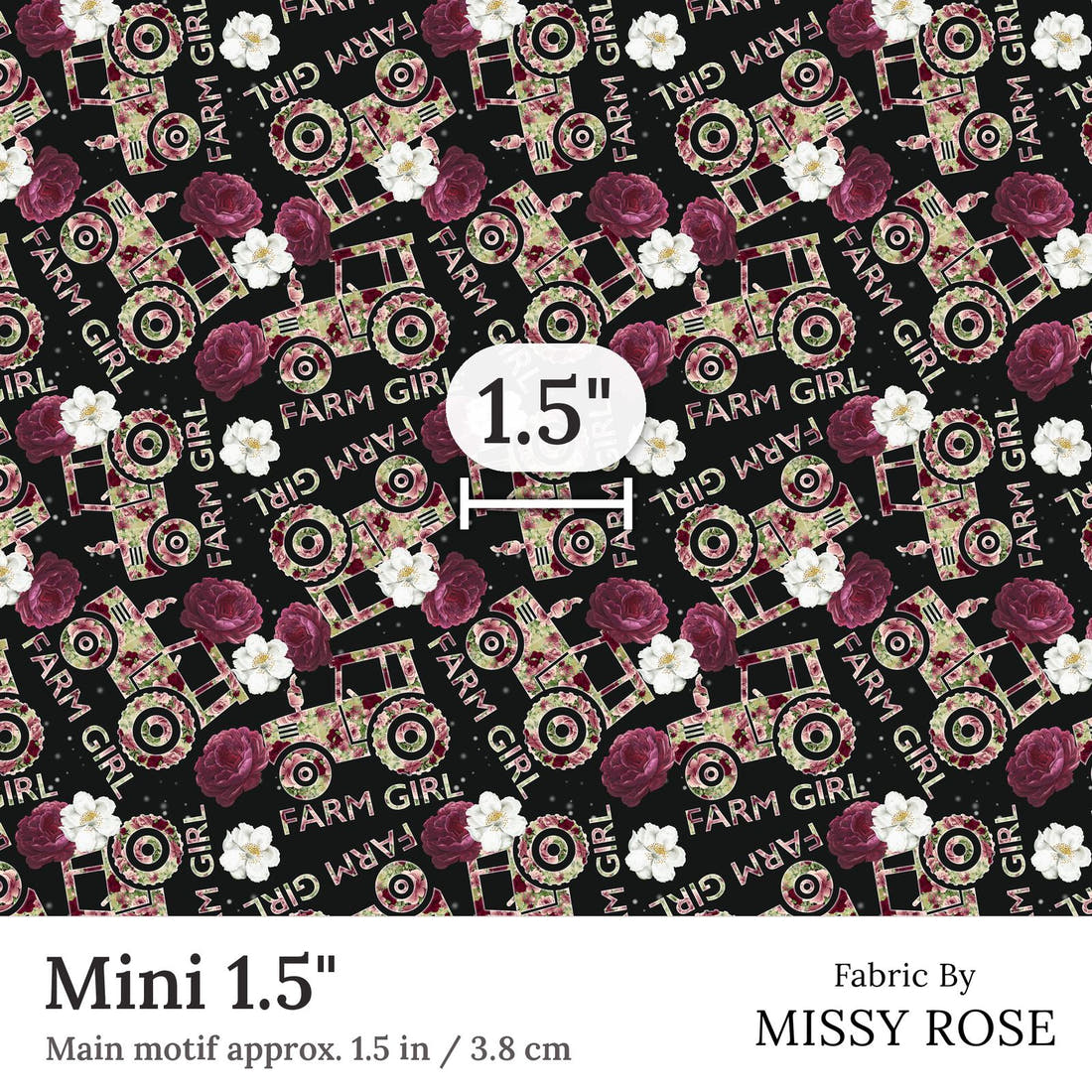 Design 212 Farm Girl Fabric Mini 1.5 inch print scale guide | Fabric by Missy Rose