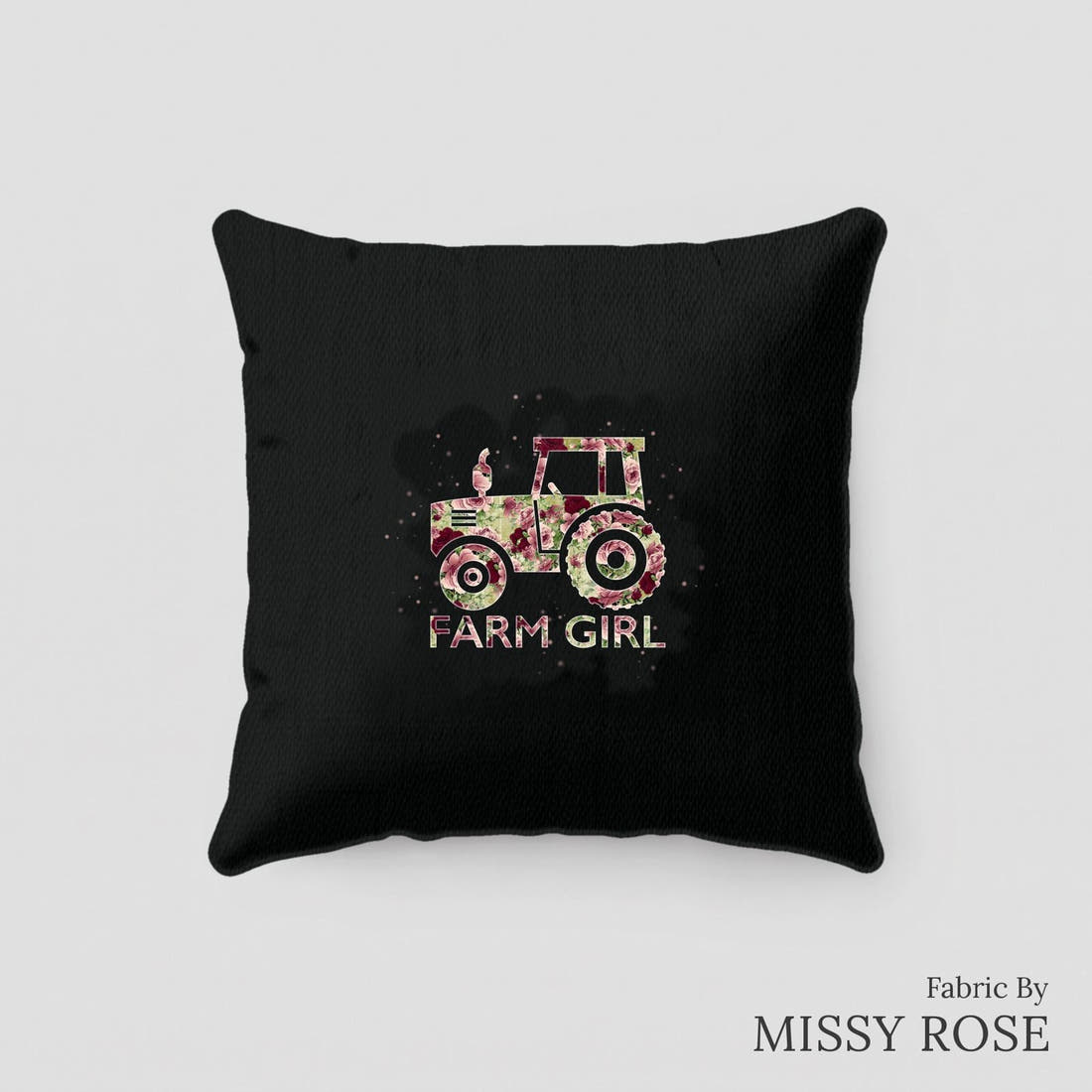 Design 212 Farm Girl Panel sewn into a cushion – see how the panel looks made up | Fabric by Missy Rose