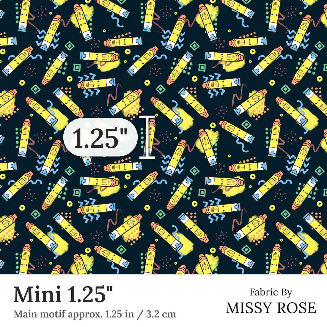 Design 213 Navy Epi Pen Fabric Mini 1.25 inch print scale guide | Fabric by Missy Rose