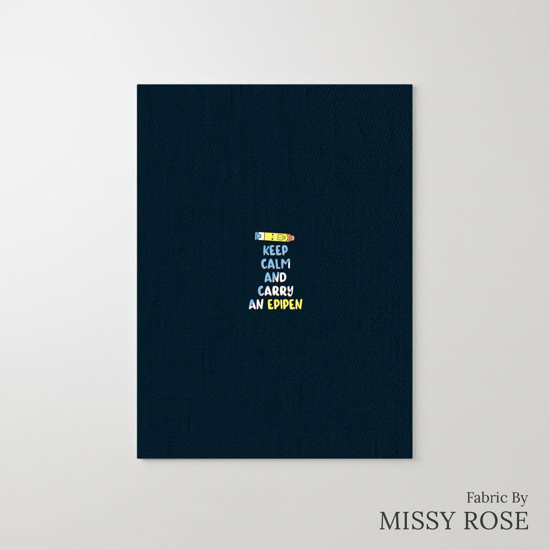 Design 213 Navy Epi Pen Panel – printed fabric panel with centred picture, custom printed to order | Fabric by Missy Rose