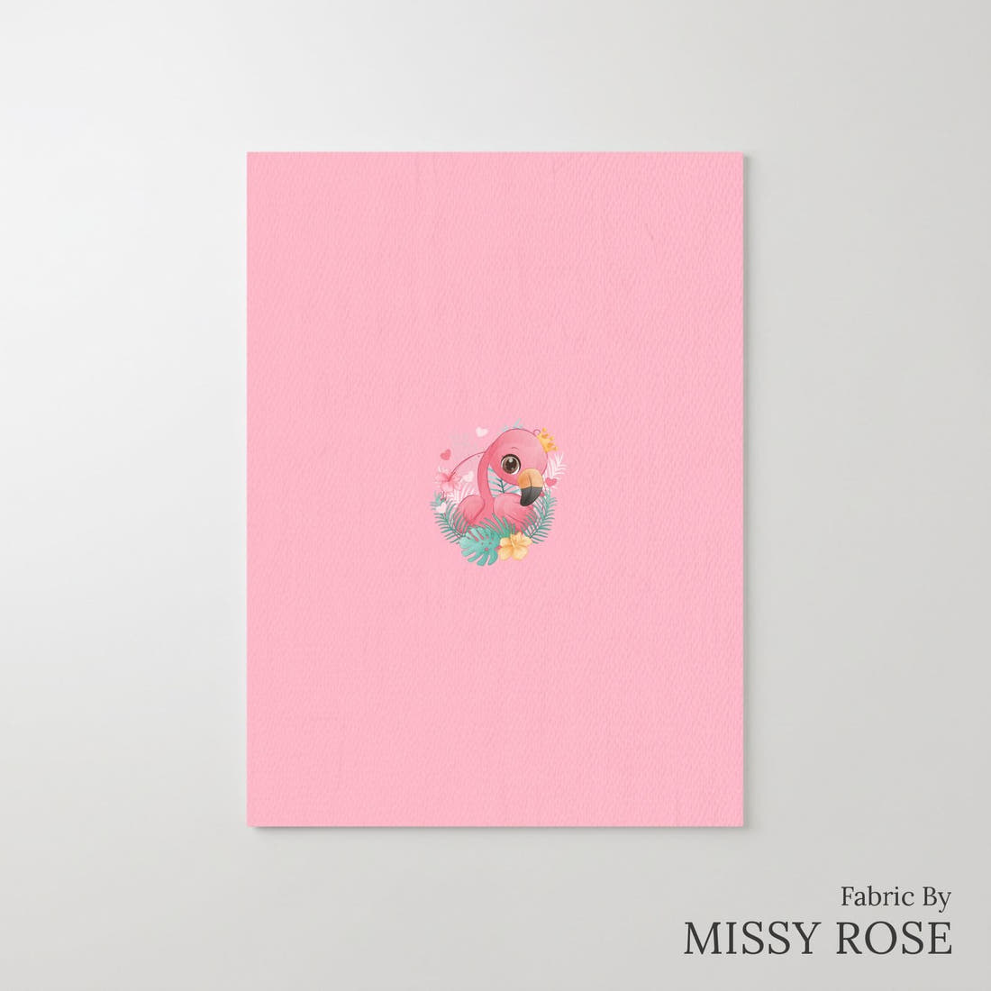 Design 214 Pink Flamingo Panel – printed fabric panel with centred picture, custom printed to order | Fabric by Missy Rose