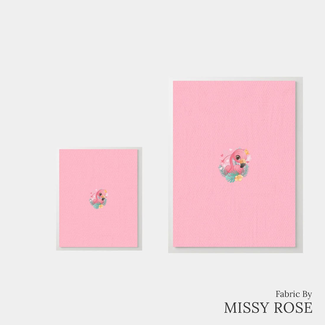Design 214 Pink Flamingo Panel – universal and adult panel sizes side by side | Fabric by Missy Rose