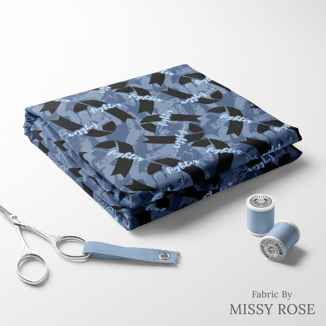 Design 215 Fighter Fabric folded fabric stack with matching thread – pre-order fabric Australia | Fabric by Missy Rose