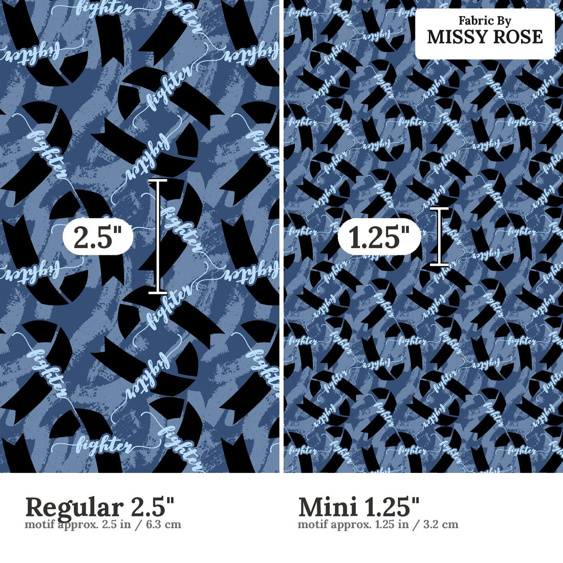Design 215 Fighter Fabric size comparison - print scale | Fabric by Missy Rose