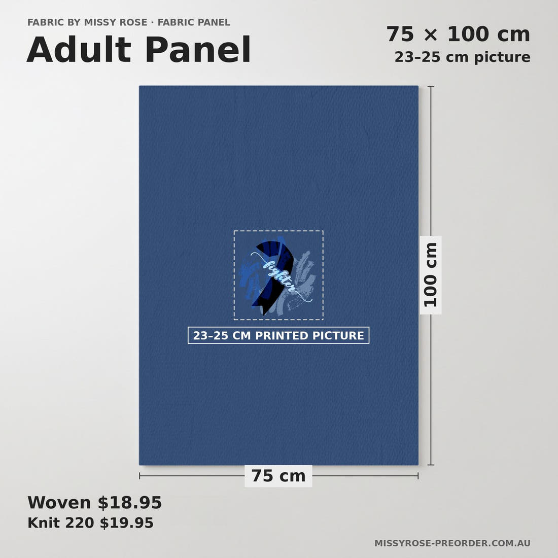 Design 215 Fighter Panel adult panel sizing – 23–25 cm printed picture on 75 × 100 cm fabric | Fabric by Missy Rose