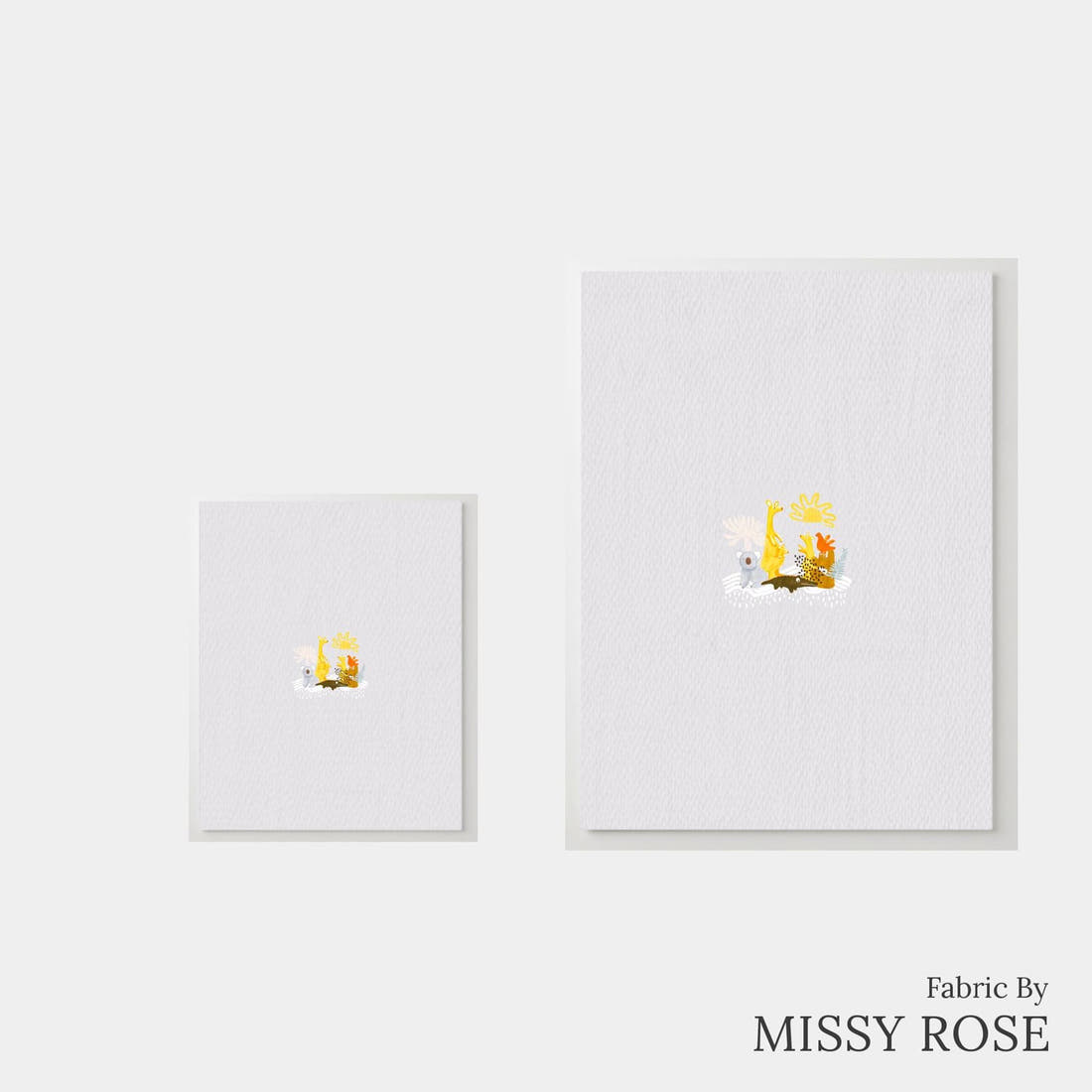 Design 216 Grey Australian Animals Panel – universal and adult panel sizes side by side | Fabric by Missy Rose