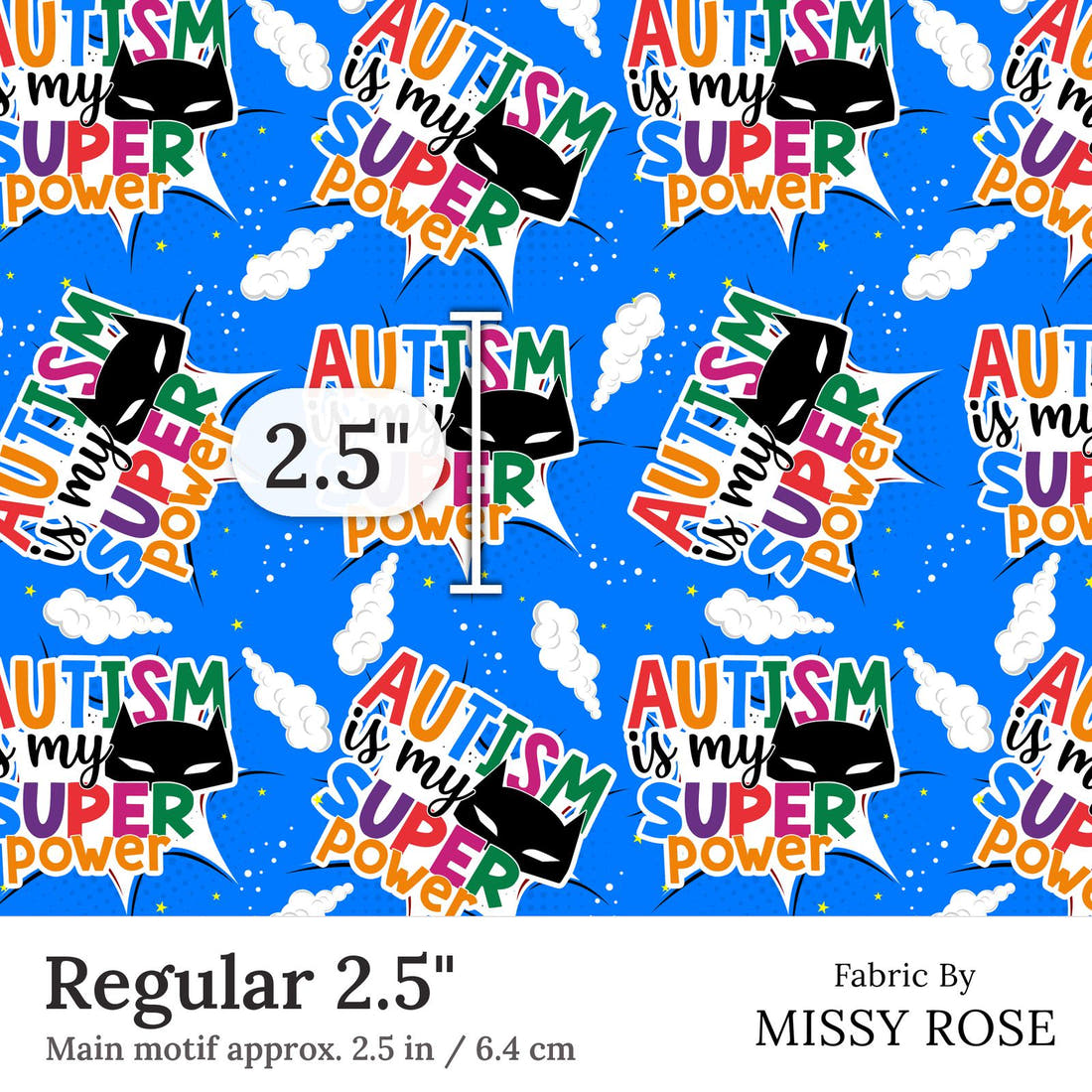 Design 217 Autism Fabric Regular 2.5 inch print scale guide | Fabric by Missy Rose