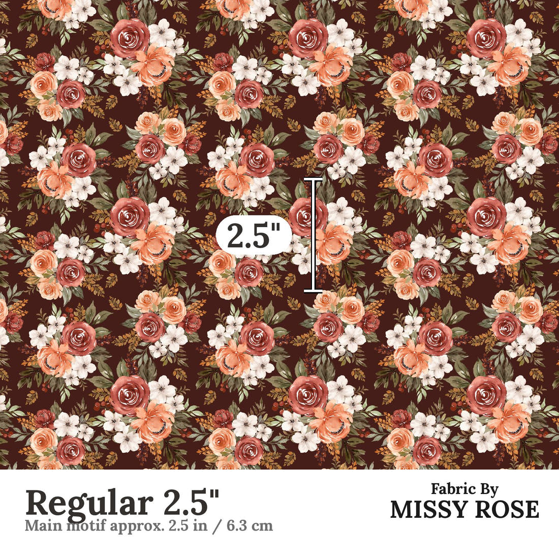 Design 218 Autumn Floral Fabric Regular 2.5" - print scale | Fabric by Missy Rose