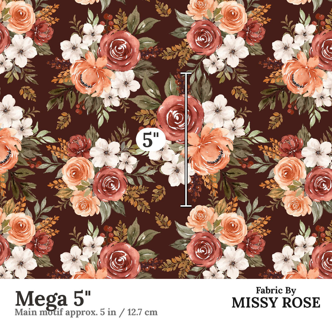Design 218 Autumn Floral Fabric Mega 5" - print scale | Fabric by Missy Rose
