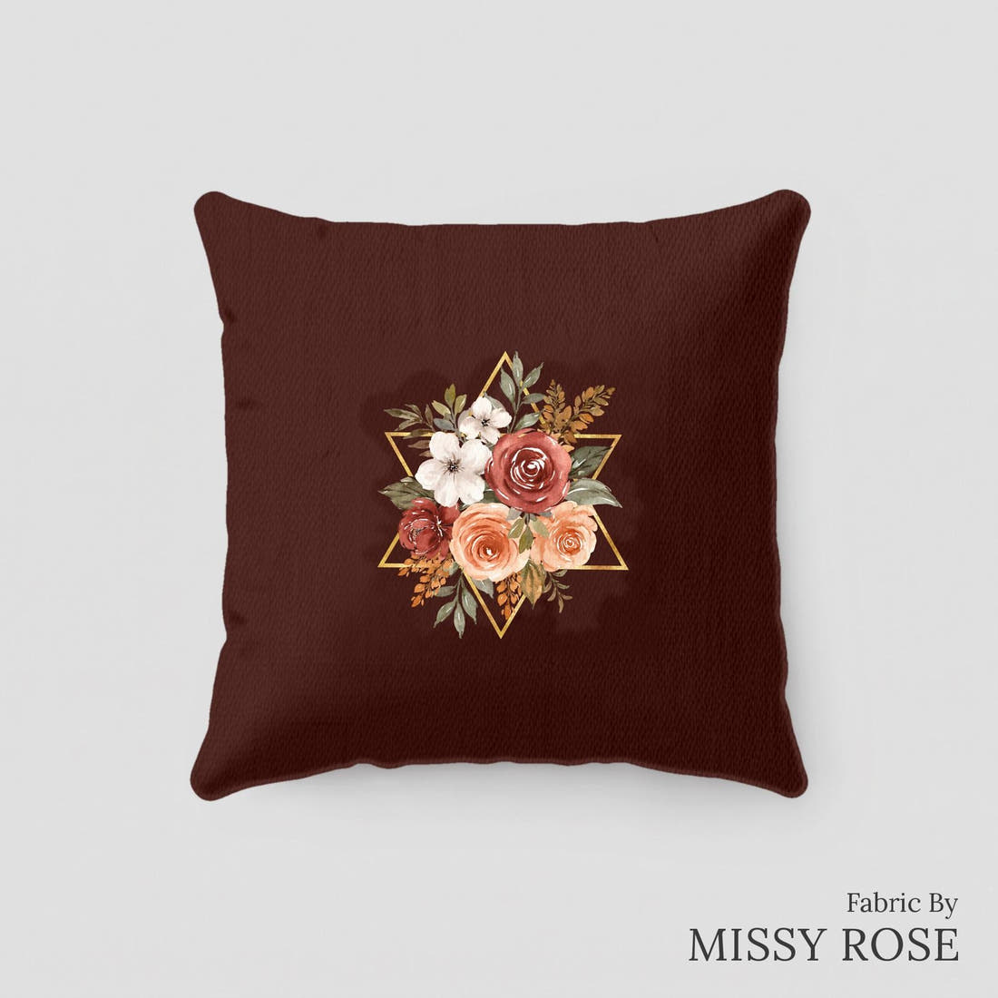 Design 218 Autumn Floral Panel sewn into a cushion – see how the panel looks made up | Fabric by Missy Rose