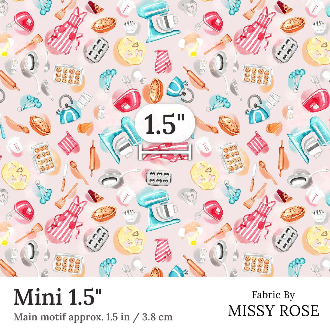 Design 22 Baking Fabric Mini 1.5 inch print scale guide | Fabric by Missy Rose