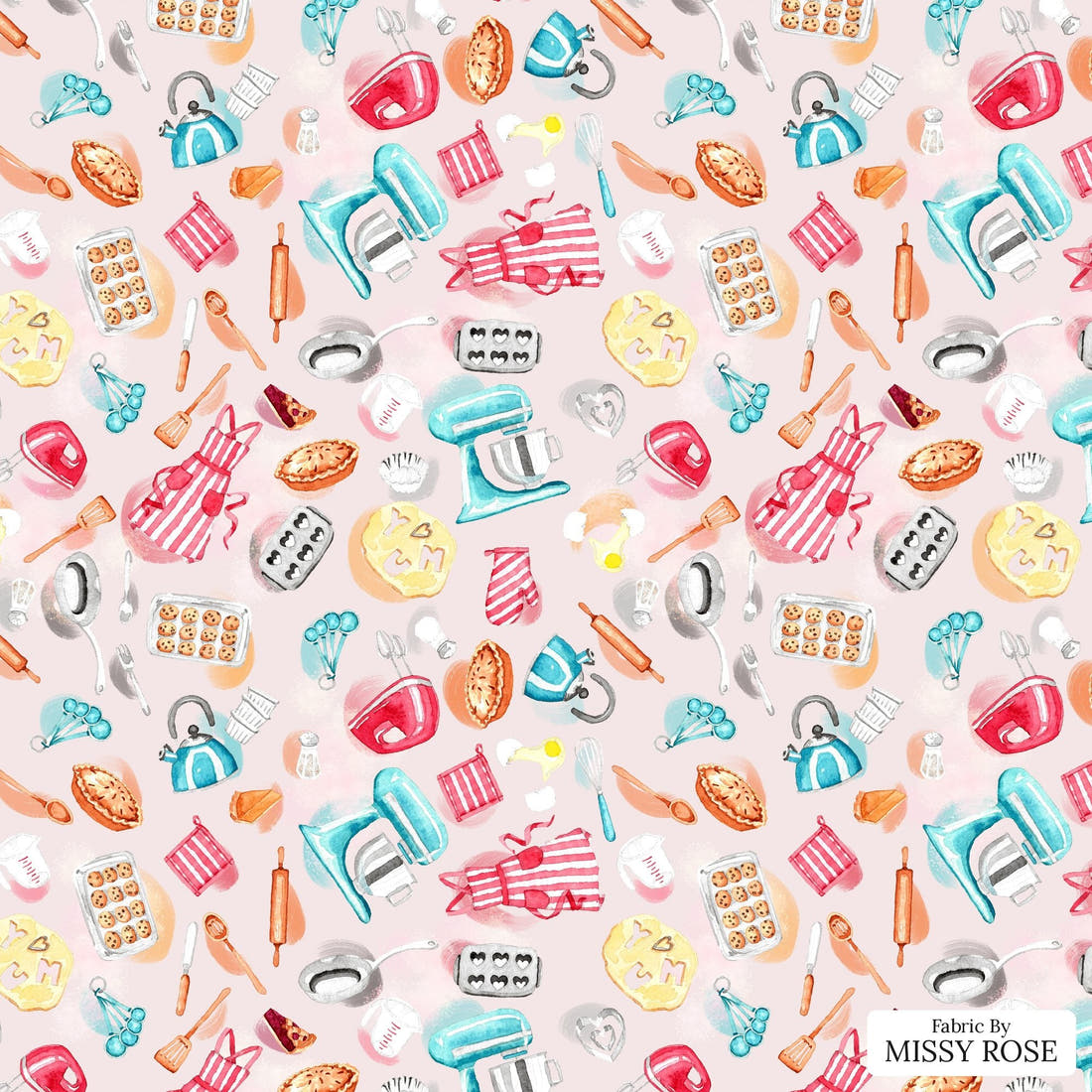 Design 22 Baking Fabric - flat view of the print, zoom in for detail | Fabric by Missy Rose