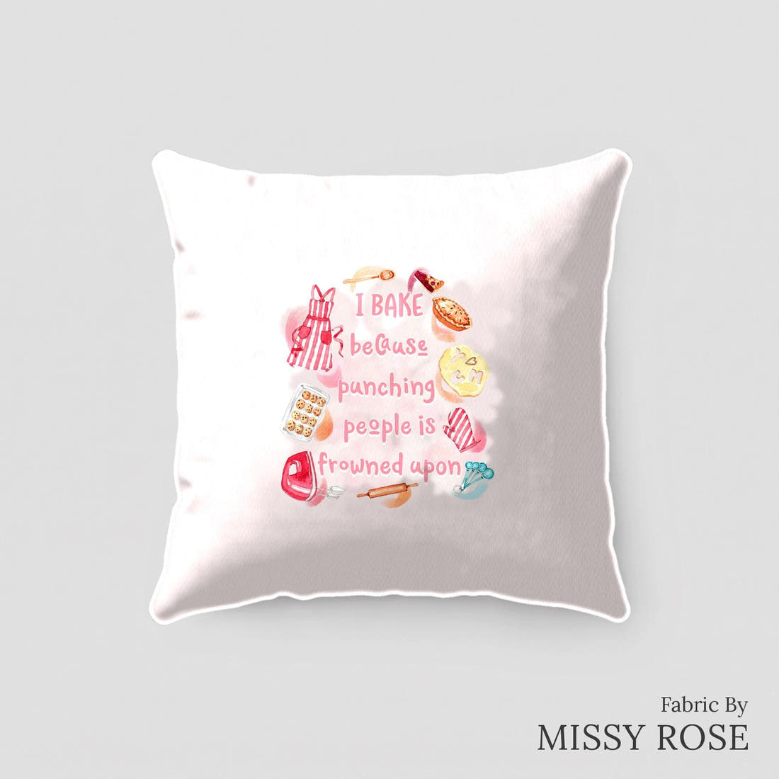 Design 22 Baking Panel sewn into a cushion – see how the panel looks made up | Fabric by Missy Rose