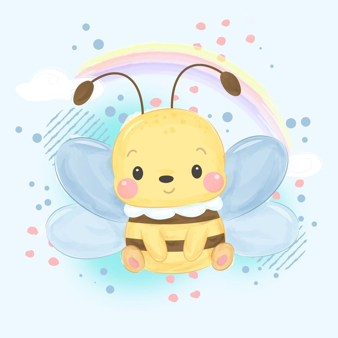 Design 220 Cute Bee Panel – full artwork close-up of the printed picture | Fabric by Missy Rose