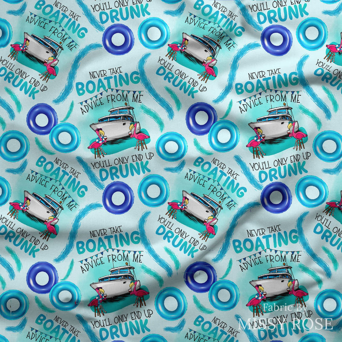 Design 221 Boating Fabric draped fabric mockup – custom printed fabric by the metre | Fabric by Missy Rose