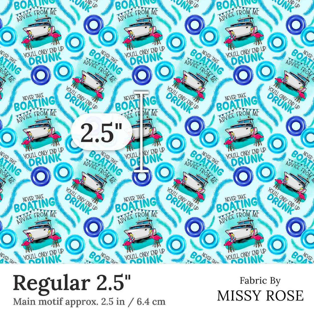 Design 221 Boating Fabric Regular 2.5 inch print scale guide | Fabric by Missy Rose