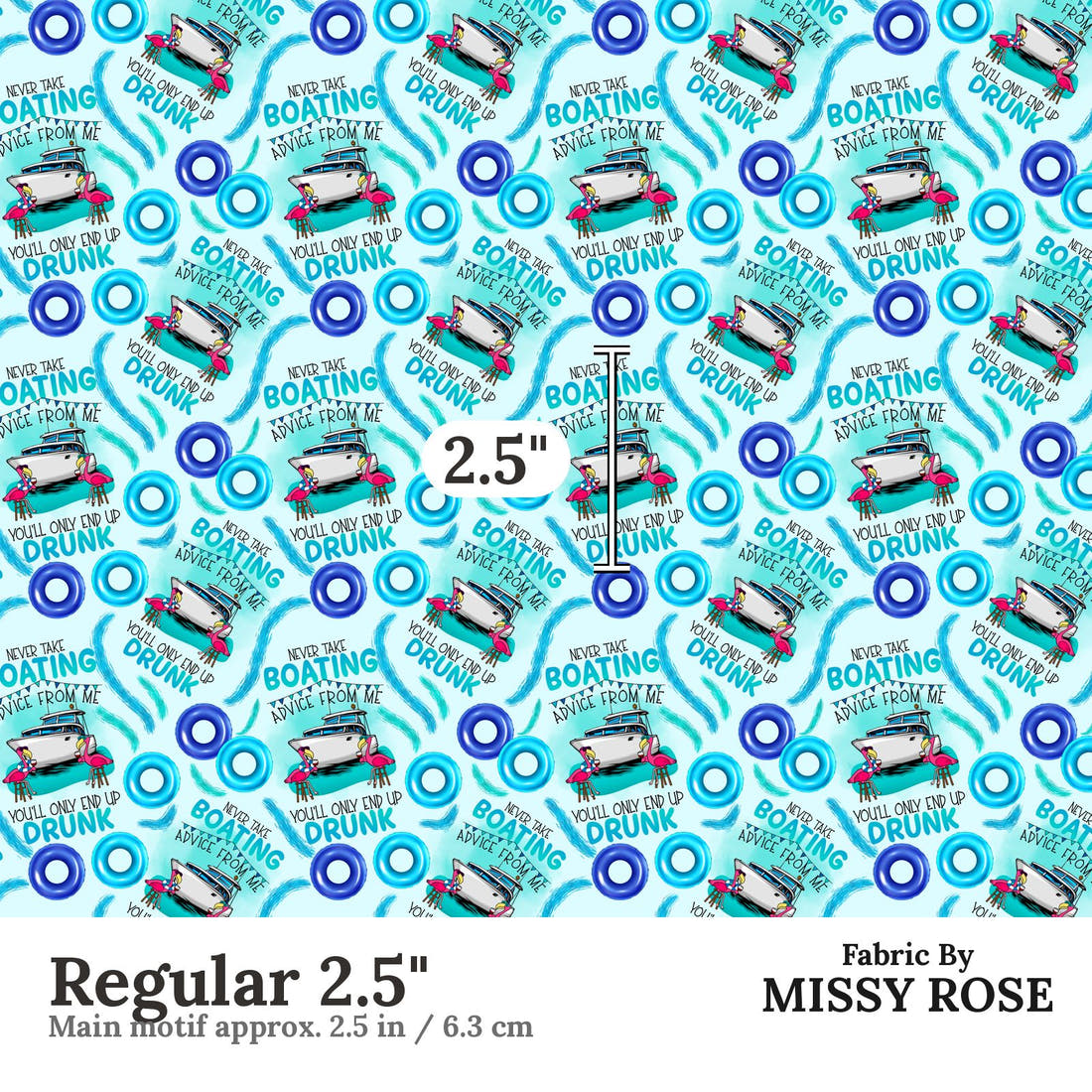 Design 221 Boating Fabric Regular 2.5" - print scale | Fabric by Missy Rose