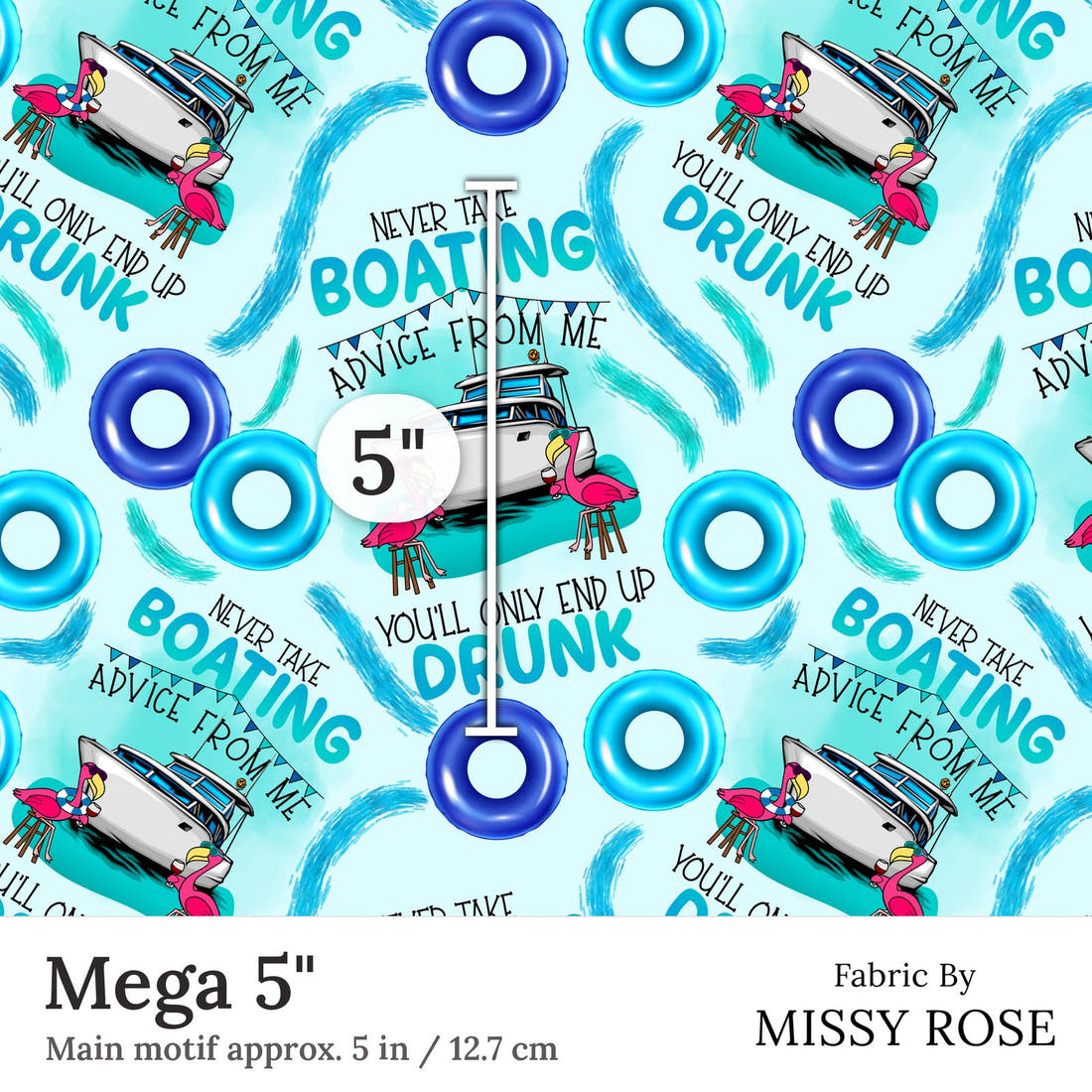 Design 221 Boating Fabric Mega 5 inch print scale guide | Fabric by Missy Rose