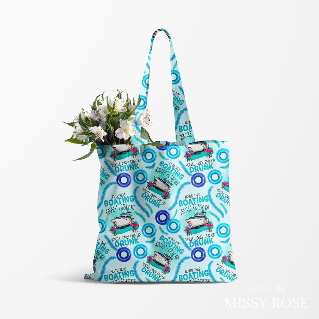 Design 221 Boating Fabric made up as a tote bag – see how the print looks made up | Fabric by Missy Rose