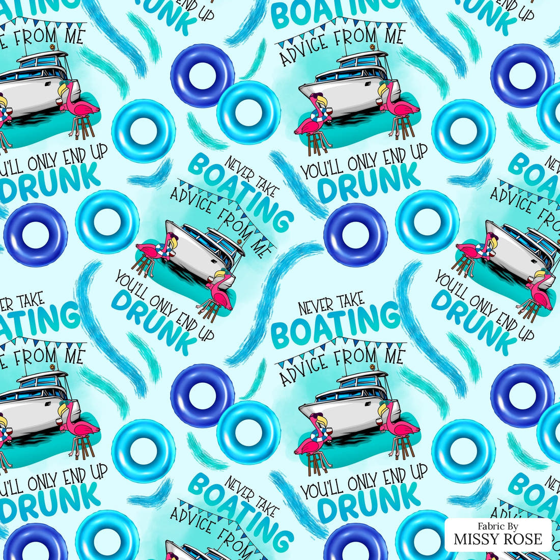 Design 221 Boating Fabric - flat view of the print, zoom in for detail | Fabric by Missy Rose