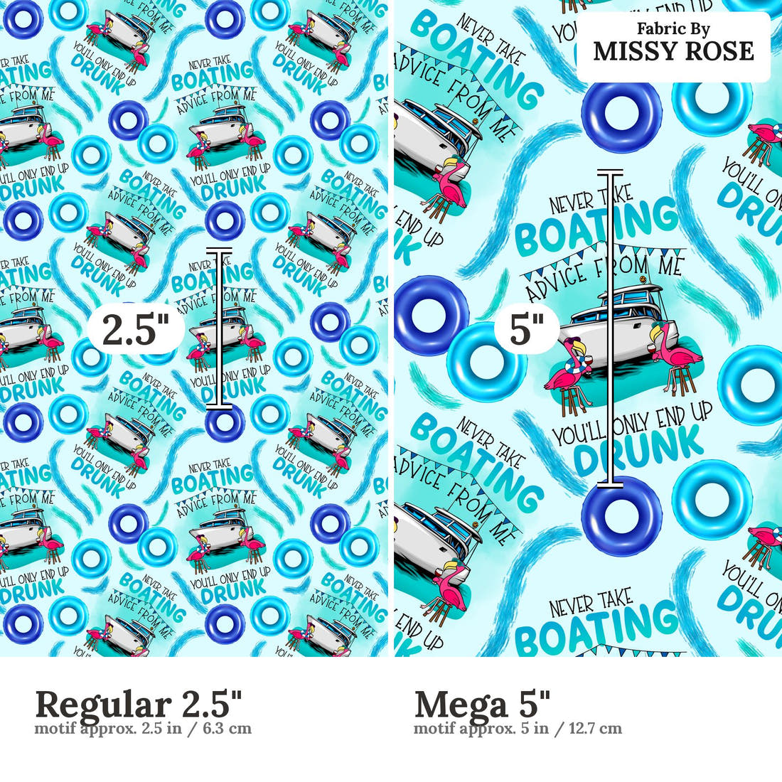 Design 221 Boating Fabric size comparison - print scale | Fabric by Missy Rose