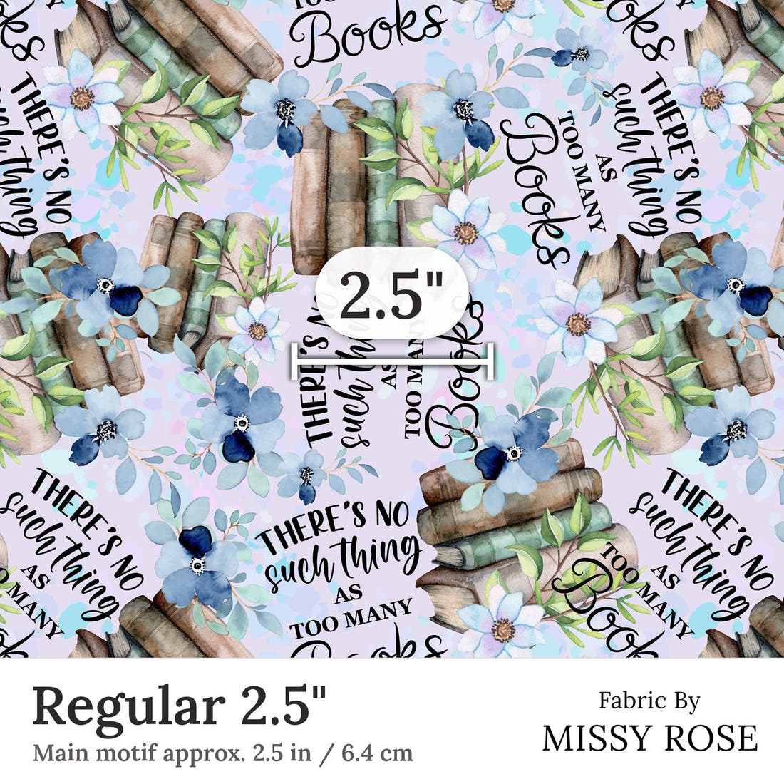 Design 222 Books Fabric Regular 2.5 inch print scale guide | Fabric by Missy Rose