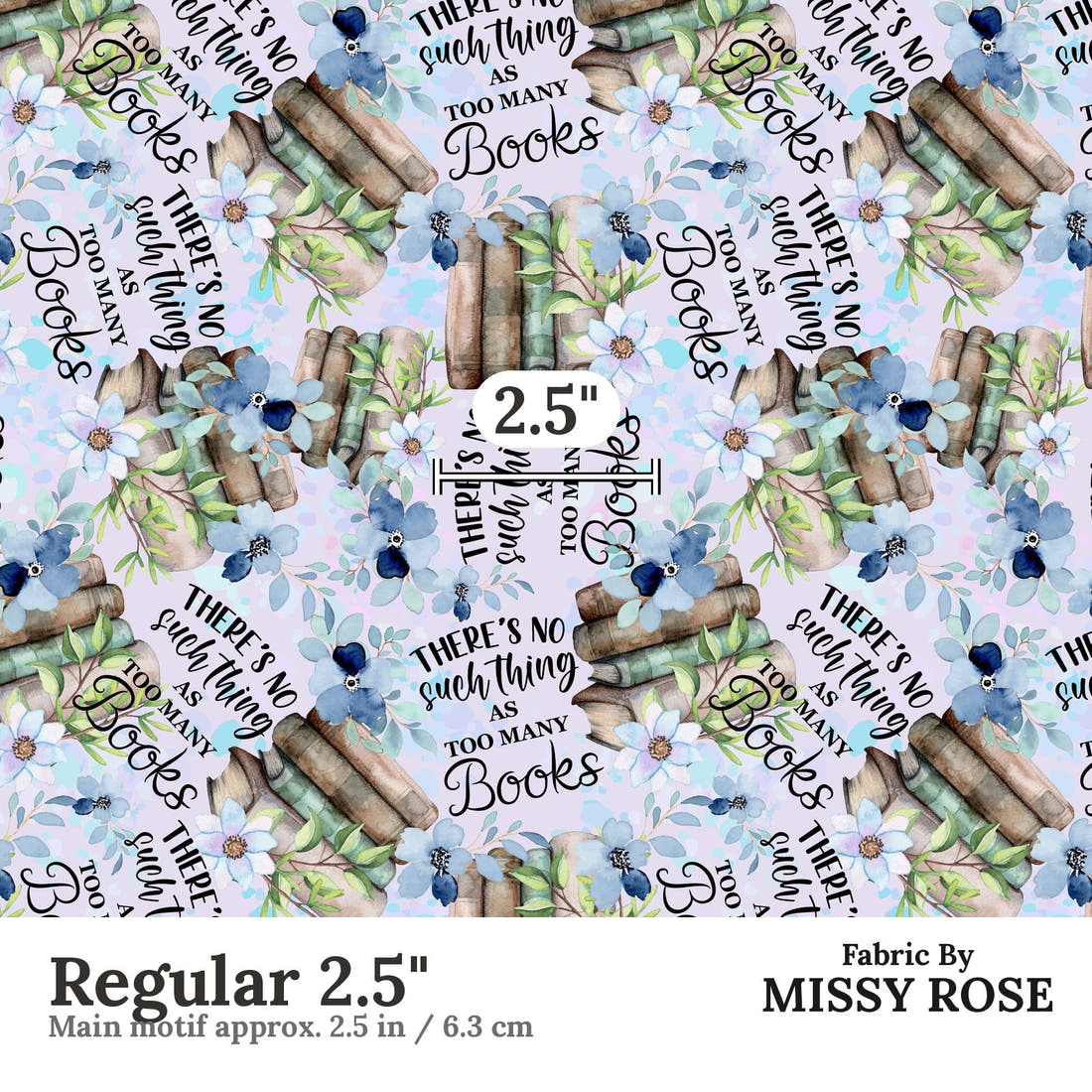 Design 222 Books Fabric Regular 2.5" - print scale | Fabric by Missy Rose