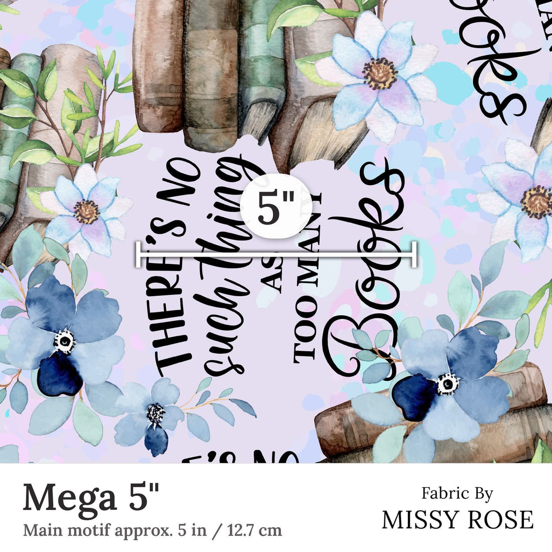 Design 222 Books Fabric Mega 5 inch print scale guide | Fabric by Missy Rose