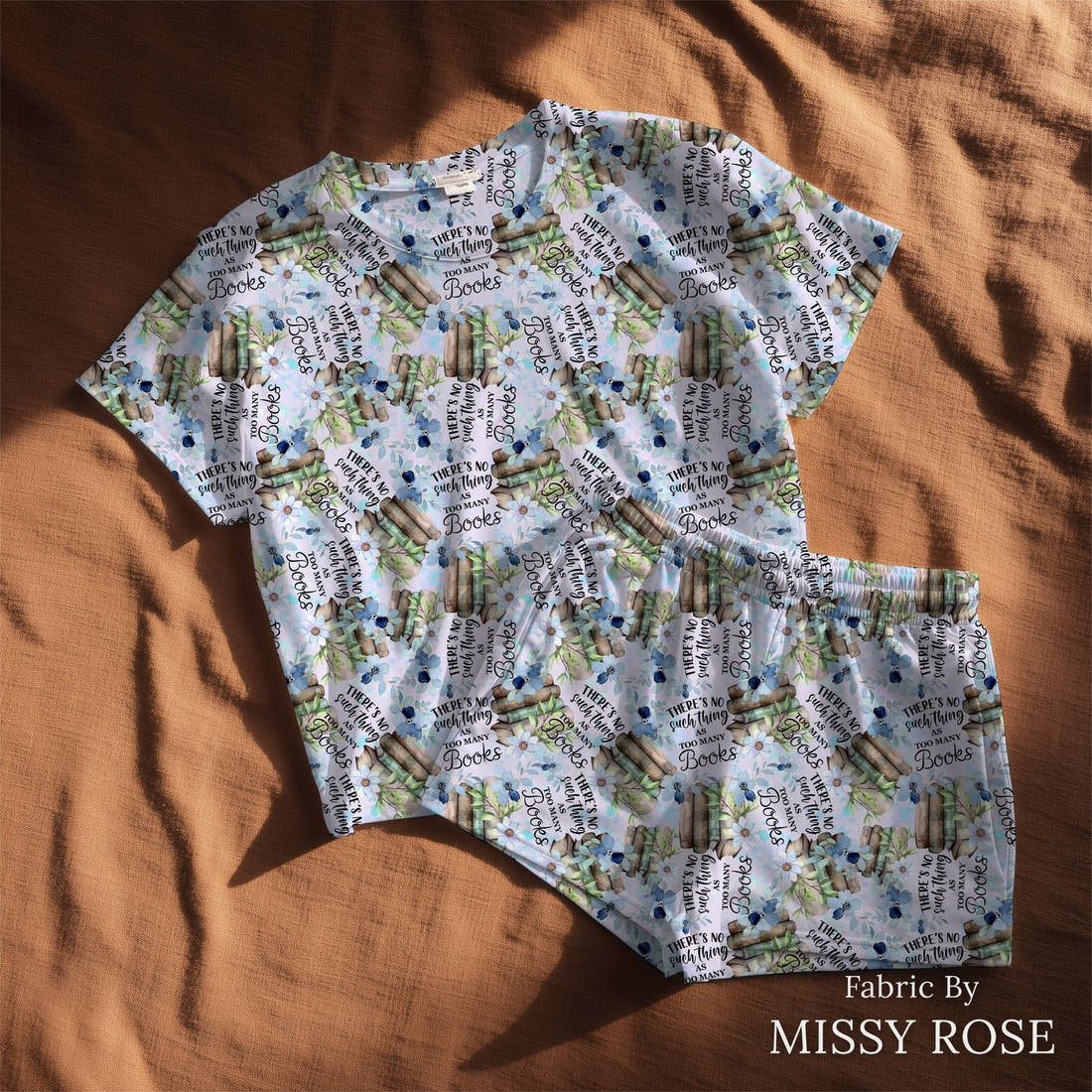 Design 222 Books Fabric sewn into a lounge set – see how the print looks made up | Fabric by Missy Rose
