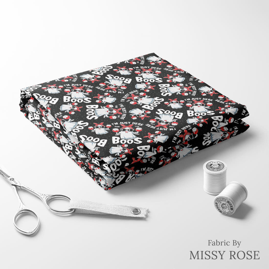 Design 223 Boos Fabric folded fabric stack with matching thread – pre-order fabric Australia | Fabric by Missy Rose